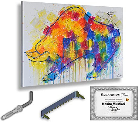Monica Mirafiori I 100% HANDGEMALT I Gemälde Stier 120x80cm | Gemälde Handgemalt | Acrylgemälde | Sehr Großes Acrylbild I Moderne Kunst I Kunstbilder