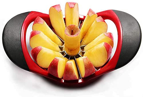 Voarge Apple Fruit Cutter, Ergonomic Rubber Grip Handle, 8-Blades, ABS Anti-Slip Grip Handle Apple Cutter Sturdy and Rust Resistant Apple Slicer (Red Black)