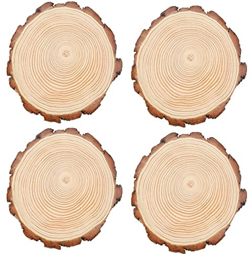 MANCHAP 4 fette di tronchi in legno naturale da 20-25 cm, dischetti grezzo rotondo, dischi rotondi non finiti in legno per artigianato, pittura, decorazione da parete, progetti fai da te