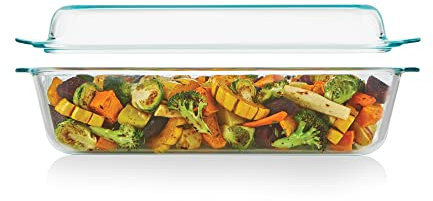 Pyrex Deep 5.2-Qt (9x13) 2-in-1 Glass Baking Dish with Glass Lid, Extra Large Rectangular Baking Pan For Casserole & Lasagna, Dishwasher, Freezer, Microwave and Pre-Heated Oven Safe