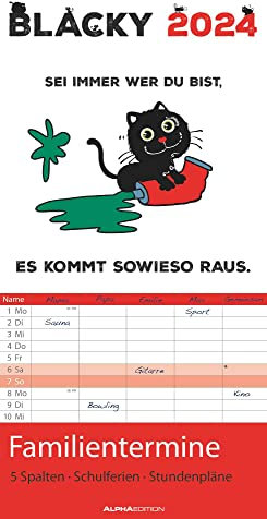 Blacky 2024 Familienplaner - Familien-Timer - Termin-Planer - Kinder-Kalender - Familien-Kalender - 22x45