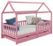 IDIMEX Lit cabane NUNA lit Enfant Simple Montessori en Bois 90 x 190 cm, avec Rangement 2 tiroirs, en pin Massif lasuré Rose