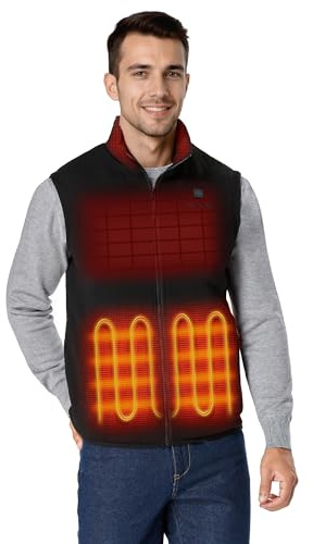 ORORO Gilet Polaire Chauffant Homme Avec Batterie Veste Polaire Chauffante Sans Manche Homme Manteau Sans Manche Chauffant - Chargeur Non Inclus (Noir Neutre, XXL)