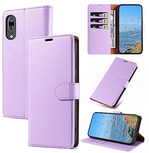 KKEIKO Hülle Kompatibel mit Huawei P20, Magnet Klappbar Handyhülle mit Kartenfach, PU Leder Stoßfest Schutzhülle für Huawei P20, Violett