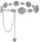 WHIPPY Damen Concho Kettengürtel taillenkette Türkis Taille Gürtel verstellbarer Metall Western Cowgirl Gürtel für Kleid，Silber 150cm