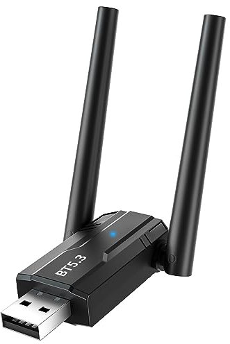 GAROGYI Langstrecken Bluetooth 5.3 Pro Max USB Adapter mit Dual-Antennen für PC, unterstützt Windows 11/10/8.1/7, Plug & Play für Windows 11/10,Bluetooth Stick für PC,Laptop,Tastatur,Maus,Lautsprecher