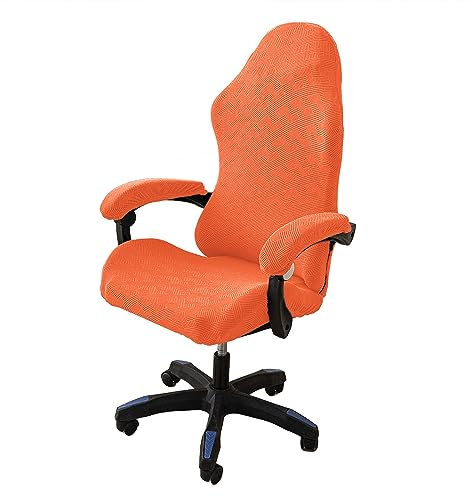 LIFEDX Housses de Chaise de Gaming,Housses de Chaise de Jeu Extensible 4 pièces,Housse de Chaise de Bureau avec Accoudoirs/Dossier de Chaise,Housse de Fauteuil Rotatif,Pas de Chaise-Orange