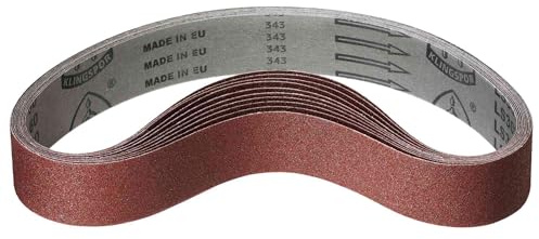 Klingspor Korund Schleifband – 50 x 686 mm – Körnung P100 – 10 Stück – für Holz & Metall – reißfeste halbflexible Gewebeunterlage – Profi-Schleifbänder für Handbandschleifer