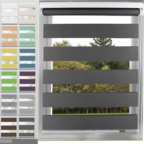 Tenda Da Sole In 65 x 250 cm per Isolamento Termico, Oscurante, Tapparella di Avvolgibile Montaggio con e senza Fori, per Porte e Finestre, Grigio Scuro