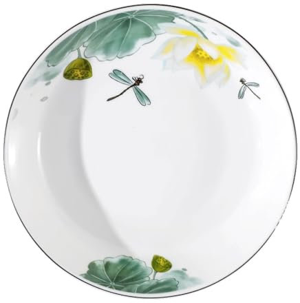 Ensembles D'assiettes de Cuisine Assiette de cuisine, ensemble de vaisselle en céramique for la maison, assiette de Lotus créative personnalisée, assiette creuse profonde, assiette de fruits, micro-on