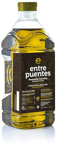Aceite de oliva virgen extra Manzanilla Cacereña 2 litros - Entre Puentes - Aceite Virgen Extra de la Comarca de la Vera en formato económico 2l