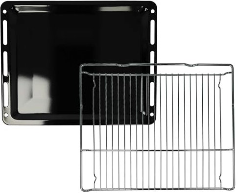 vhbw 1x Backblech, 1x Gitterrost (2-tlg. Set) Ersatz für Neff 577170, 1101433, 11029050 für Backöfen - 45,5 x 36,1/37,5 x 3 cm