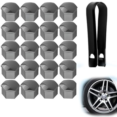 20 Pièces Capuchons D'écrou de Roue, Cache Ecrou, Cache Boulon, Boulon Ecrou Couvre, Capuchons Protection Hexagonal pour écrous de Roue, avec Outil de Suppression pour Voitures(17mm)