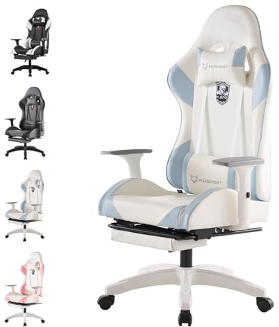 K IKIDO Gaming Chair, Ergonomic Gaming Chair, Height Adjustable Office Chair, Computer Chair with Footrest, 155° Slope with Headrest and Lumbar Cushion for Home and Office