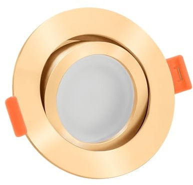 luxvenum Smart Home LED Einbaustrahler 24V 6W - 1x dimmbare LED Deckenleuchte extra flach nur 25mm, 120° Abstrahlwinkel, 90 CRI, Deckenspots für Flur, Wohnzimmer, Küche, Farbe Gold, 2700K