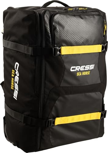 CRESSI Sea Horse Rucksack mit Rollen für Reisen und Wasseraktivitäten, Schwarz, 57,1 x 33 x 81,3 cm, Schwarz, Seepferdchen