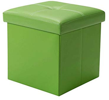 KHLMSRXJ Ottoman Chair Stool Storage Ottoman Pouffe Stool,Foldable Toy Chest Footstools Boxes,DVD Storage,Shoes Chests Folding Faux Leather Small Seat (Color : Green)