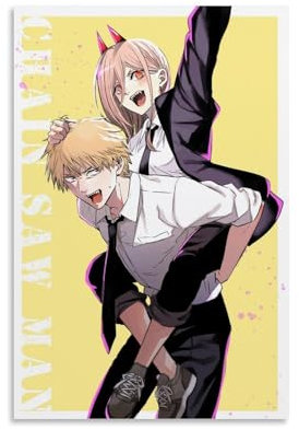 MNIJKDF Chainsaw Man Role Denji And Power Poster Dekorative Malerei Leinwand Wandkunst Wohnzimmer Poster Schlafzimmer Malerei 08x12inch(20x30cm)