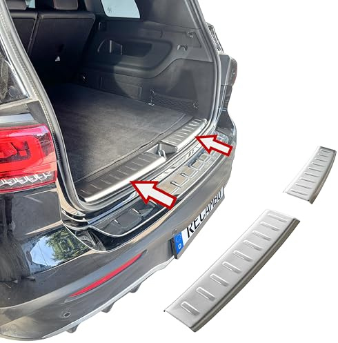 RECAMBO Ladekantenschutz Edelstahl kompatibel für Mercedes EQB | Typ X243 | BJ ab 2021 - matt gebürstet mit Textur - Styling und Schutz für die Stoßstange