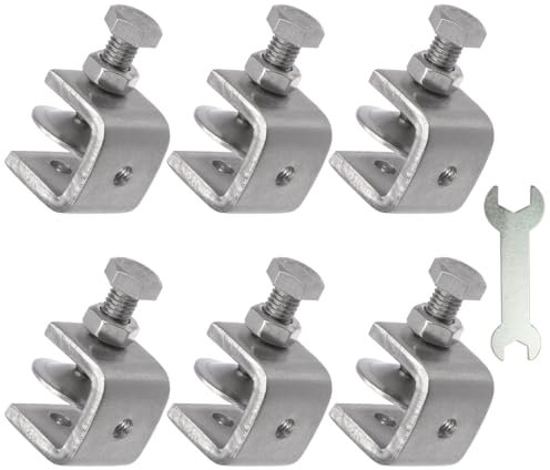 Stainless Steel C Clamps, Mini Tiger Clamp Set for Mounting, Heavy Duty Metal U Clamps, Small Desk G-Clamp with 0.79 Inch Stable Wide Jaw Opening for Metal Working Woodworking Welding Building (6pcs)