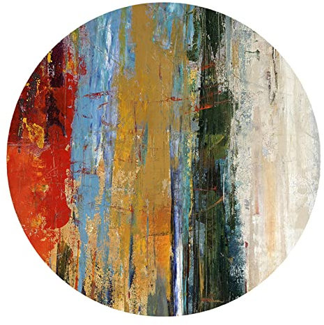 Großer, runder, bunter Teppich, 2 m Durchmesser, modern, waschbar, rutschfeste Bodenmatte für Wohnzimmer, Schlafzimmer, Küche oder Flur, 200 cm, 240 cm, 260 cm, 300 cm erhältlich