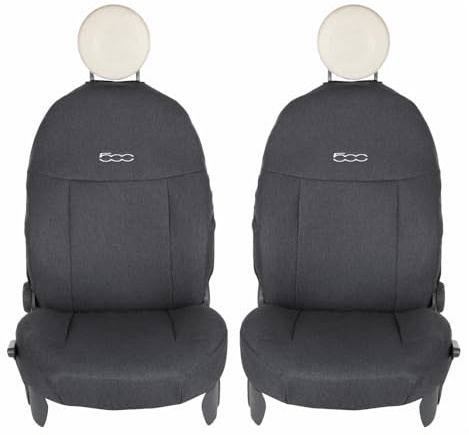 Union Maßgefertigte Vordersitzbezüge speziell für den FIAT 500. Perfekte Passform, strapazierfähig, waschbar. Hergestellt in Italien (Anthrazit, Vordersitze, FIAT 500 ab 2007)