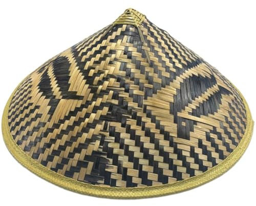 Haowul Chapeau en Bambou Chinois, Casquette Conique pour Poissons De Jardin Japonais, Oriental Asiatique