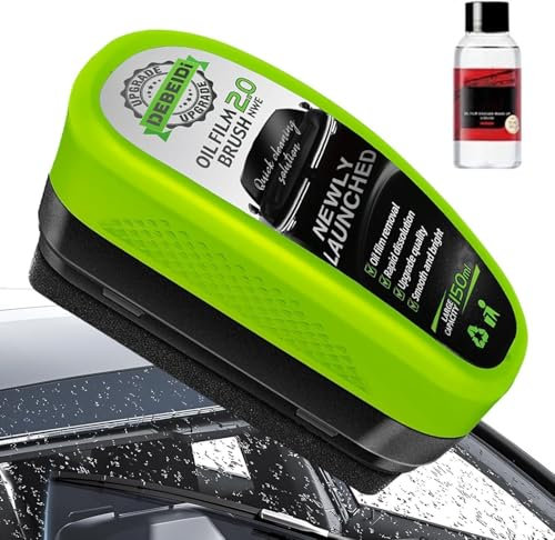 ViCUULY Upgrade 2.0 Automotive Oil Film Cleaning Brush, Glass Cleaning Board for Windshield, Car Windshield Cleaner, Glass Oil Film Remover, Universal Glass Cleaning Wipe Board (Green-1PCS)