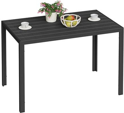 WOLTU Gartentisch, Balkontisch Aluminium WPC, Tisch eckig für 8-10 Personen, Esstisch Outdoor, Terassentisch, 116x74x70 cm, Schwarz