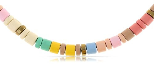 Made by Nami Perlenkette Damen Bunt aus Natursteinen 40 + 5 cm Halskette Damen Boho Schmuck Wasserfest & Hypoallergen Sommer Schmuck (Bunt)