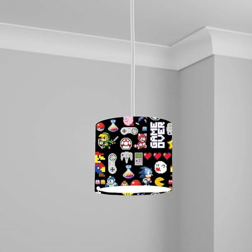 Retro Gaming Pixel Art Ceiling Lampshade Lightshade for Nursery - 20cm x 18.5cm