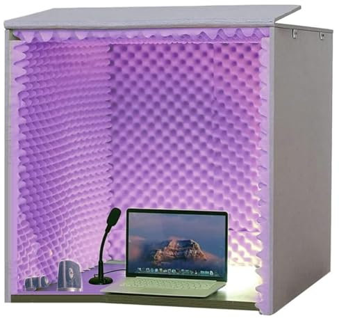 Generisch Portable Soundproof Booth for Recording, Home Studio Foam Panels to Filter Vocal and Microphone - Ideal for Desktop, Studio, Podcast Use