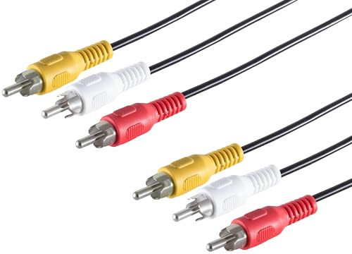 1aTTack.de 1x 5m - Cinch Kabel 3 Cinchstecker auf 3 Cinchstecker Audio Video Verbindungskabel vergossen Farbcodiert für TV DVD Beamer Konsole Receiver