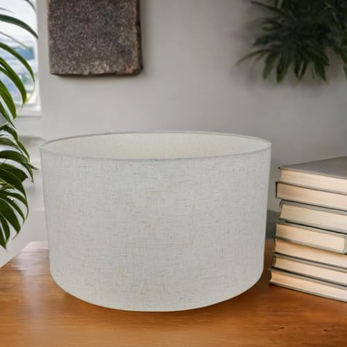 Lampenschirm Stehlampe E27 Ø 50 cm H: 32 cm Leinen Natur Zylinder Stoffschirm für Stehleuchte