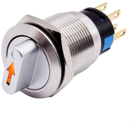 Interrupteur rotatif étanche de 19 mm, 3 positions, réinitialisation automatique, protection IK09/IP66 pour une performance fiable dans diverses applications (blanc)