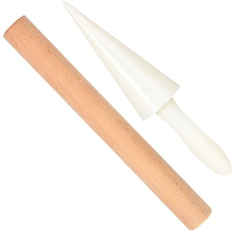 TOYZFRIENDY Eierkegelform Eierrolle Zubehör Mit Holzstab Waffelkegel Roller Für Eiscreme Backzubehör Für Küche Haushalt Und Diy Dessertform 25.00 X 1.50 X 1.50 cm
