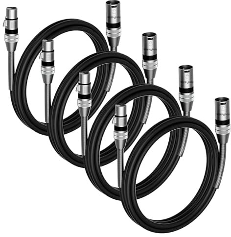 Werkybay 3-polig XLR Kabel 0.5m (4 Stück),Stecker auf Buchse XLR Adapter, SR-Struktur Symmetrisch Mikrofonkabel 50cm für Mikrofon, Podcast, Bühne,Studio, Lautsprecher, Mixer, Verstärker usw.