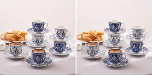 KARACA Peyker Set de tasses à café pour 6 personnes, 85 ml - Du style pour un café parfait (Lot de 2)