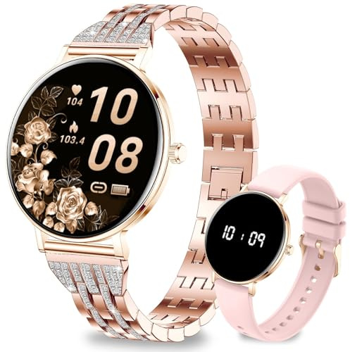 Reloj Inteligente Mujer 8mm Ultrafino, AMOLED 1,32 Smartwatch Mujer Redondo con Batería 7 días, Función Femenina, Llamadas BLE5.3, Pulsómetro, SpO2, Monitor Sueño, IP68 Smart Watch para Android iOS