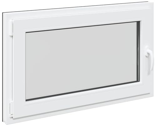 Risor - Finestra per cantina, 100 x 70 cm, in PVC e vetro, con funzione di inclinazione e rotazione, protezione termica, isolamento acustico, vetro isolante e telaio a 5 camere per interni