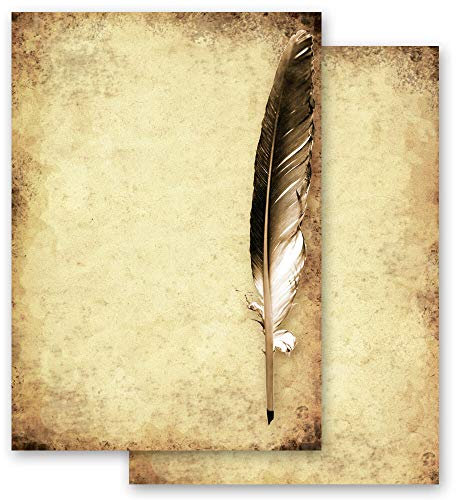 20 Blatt Briefpapier Antik & History FEDER AUF ALTEM PAPIER - DIN A4 Format - Paper-Media