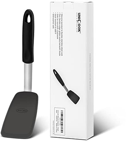 Unicook Flexible Silicone Spatula, 600°F Heat Resistant Kitchen Turner, Cooking Utensil for Flipping Eggs, Burgers, Crepes and More, Perfect for Non Stick Cookware, Small