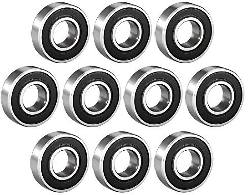 sourcing map 10 Stück 6001-2RS Kugellager doppelt abgedichtet 12mmx28mmx8mm Kohlenstoffstahl Z1