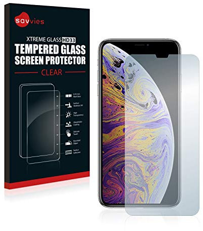 Savvies Panzer Schutz Glas für Apple iPhone Xs Max / 11 Pro Max 9H Hartglas, Anti-Fingerprint, Displayschutz