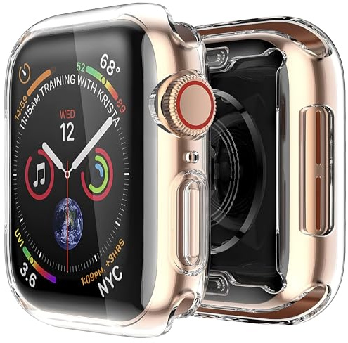 AVANA Hülle für Apple Watch Series 6/5/4/SE 3/2/1 44mm Silikon Transparent | Durchsichtige Schutzhülle, Weiche TPU Abdeckung, iWatch Cover, Schutz, Clear Slim Case, Allround Displayschutz