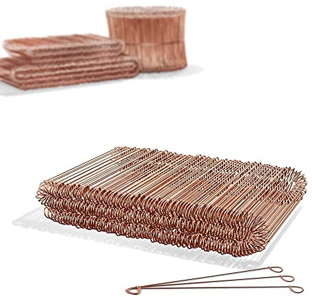 Heimfleiss® Rödeldraht Betonbindedraht 1,0 x 100-160 mm (250 Stk.) - verkupferter Bindedraht in 250, 500 & 1000er Bündel - Ösendraht Drilldraht für Drillapparat & Rödelzange - Drahtsackverschlüsse