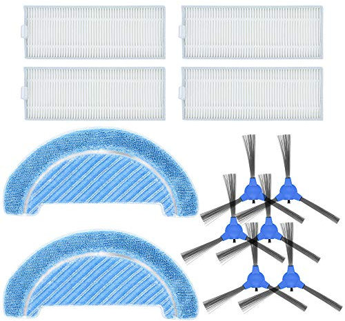 DingGreat Kit Accesorios de Recambio para Cecotec Robot Aspirador Conga Serie 1090 Repuestos Paquete de 4 filtros, 6 cepillos Laterales, 2 Trapos de fregona