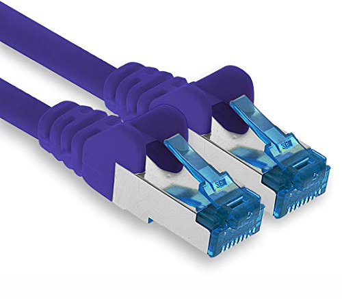 1aTTack.de Câble réseau Ethernet Gigabit LAN CAT.6a Cat6 Cat6a 1,5 m, câble patch RJ45 10 Gb/s SFTP PIMF violet - 1 pièce