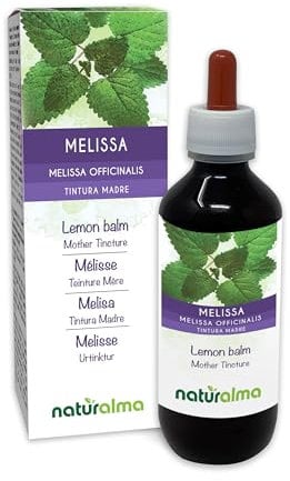 Melisse oder Zitronenmelisse (Melissa officinalis) Blätter Alkoholfreier Urtinktur Naturalma - Flüssig-Extrakt Tropfen 200 ml - Nahrungsergänzungsmittel - Veganer