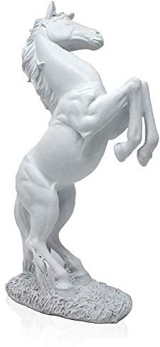 LEPENDOR Stehendes Pferd Harz Statue für Home Decor Tier Ornament Skulptur, Harz Statue geflochtenes Pferd mit Bedeutung des Erfolgs - Weiß